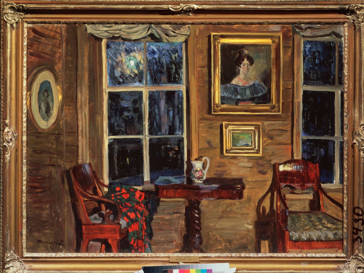 在一座老房子里Stanislav Yulianovich Zhukovsky（茹科夫斯基）（1873-1944 年）的画作，布面油画 作者 斯坦尼斯拉夫·朱利安诺维奇·茹科夫斯基