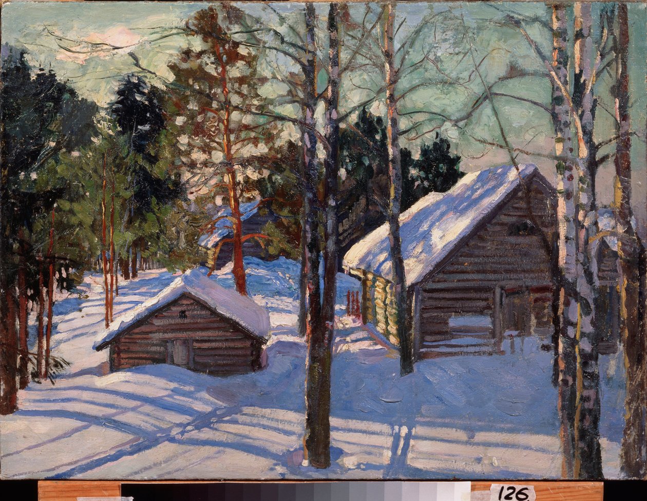Hiver (Winter) - Peinture de Stanislav Yulianovich Zhukovsky (Joukovski) (1873-1944), huile sur toile - Art russe 作者 斯坦尼斯拉夫·朱利安诺维奇·茹科夫斯基