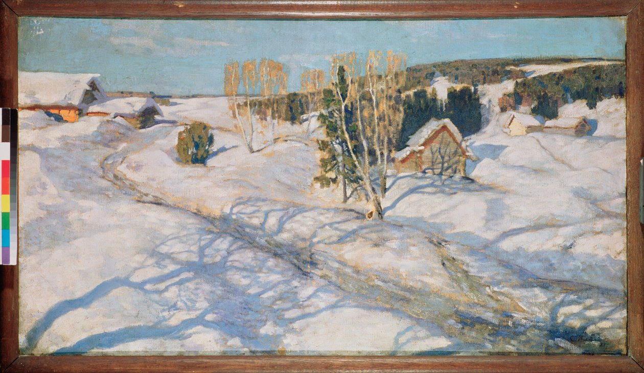 蓝色的雪。 斯坦尼斯拉夫·尤利安诺维奇·朱可夫斯基 (Zhukovsky) (1873-1944) 绘画，布面油画 作者 斯坦尼斯拉夫·朱利安诺维奇·茹科夫斯基