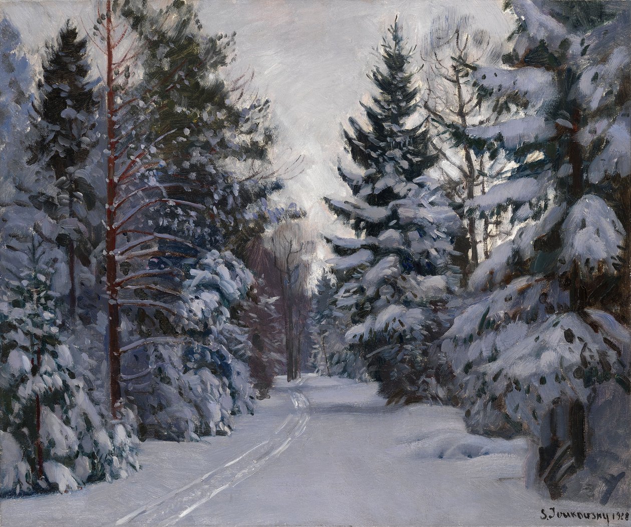 雪中痕迹，1928年 作者 斯坦尼斯拉夫（Stanislav Julianovic Zukovskij）