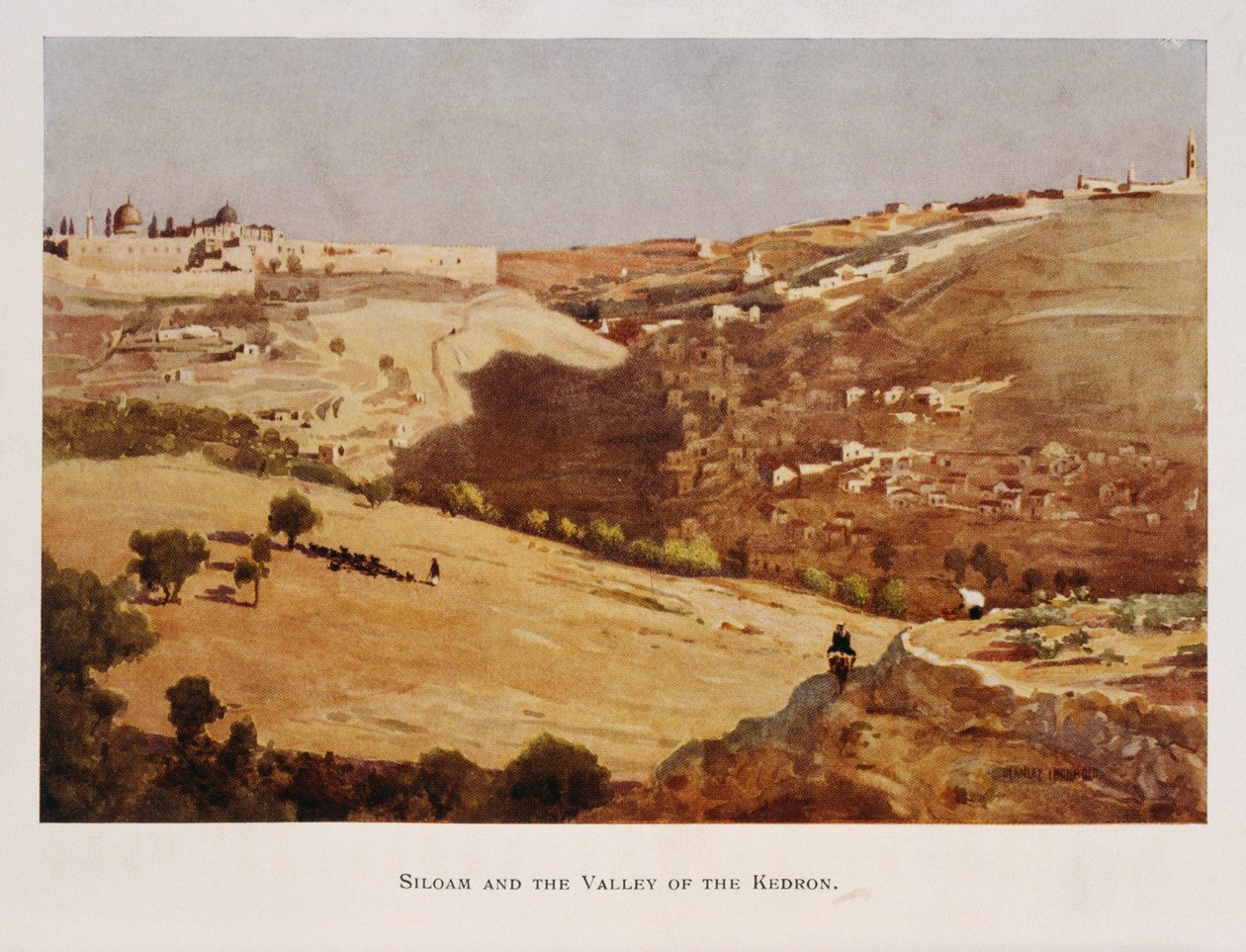 Watercolour by Stanley Inchbold, depicting the Kidron Valley, in Jerusalem, Palestine 1906 作者 斯坦利·英chbold