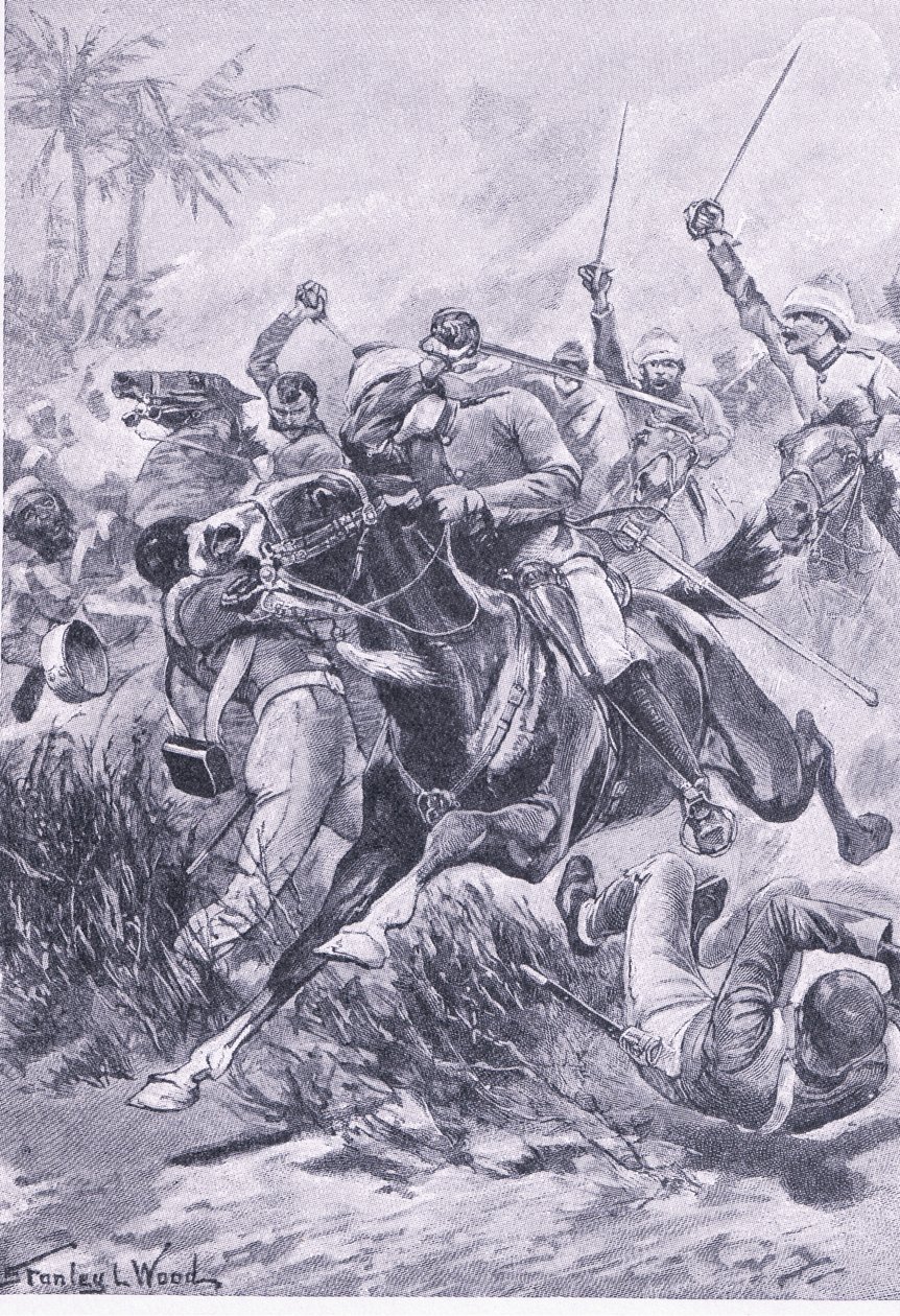 1857年6月30日勒克瑙外的志愿骑兵，1915年英国陆地和海上战役的插图 作者 斯坦利·伍德