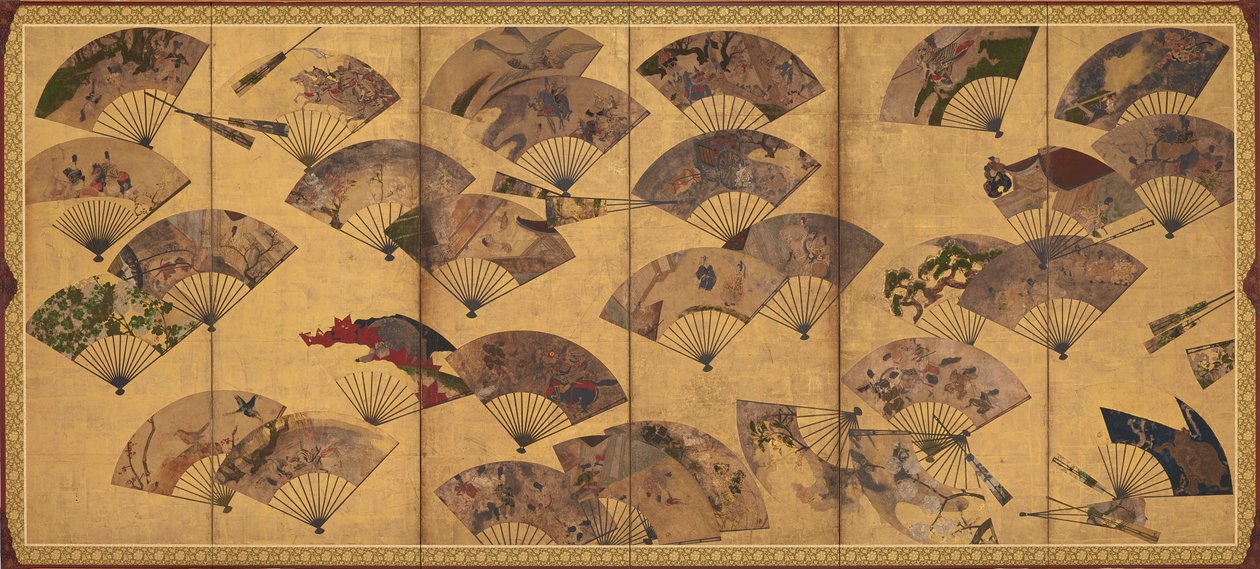 散扇屏风，江户时期，17世纪初。 作者 宗达
