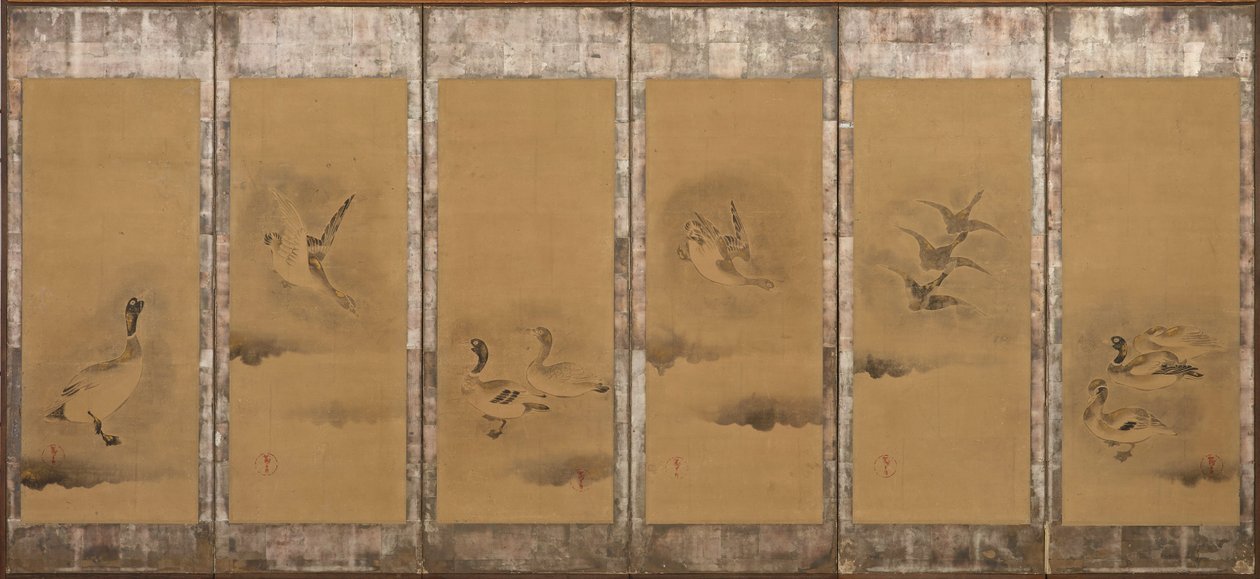 大雁，桃山或江户时期，1568-1615。 作者 宗达
