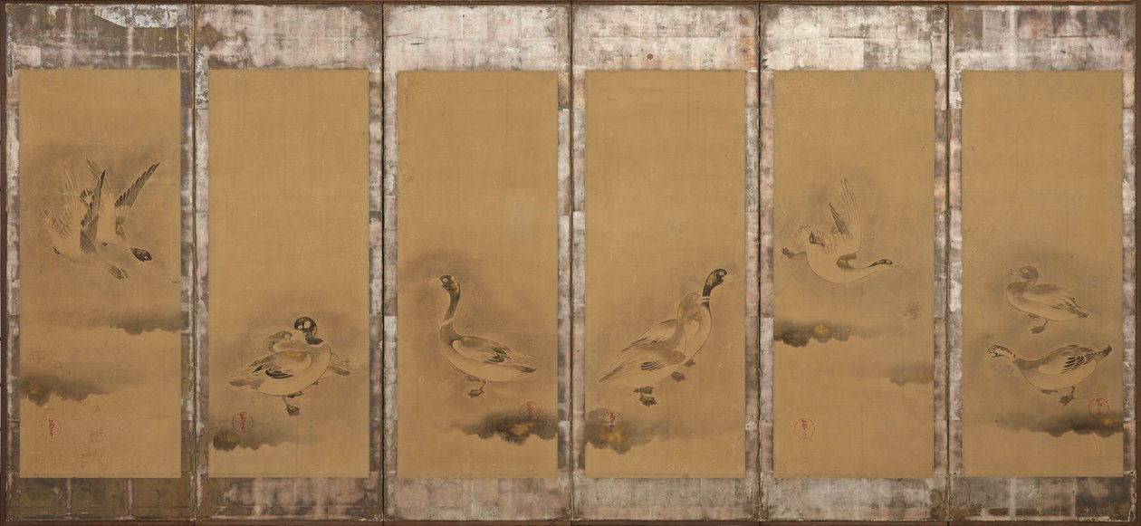大雁，桃山或江户时期，1568-1640。 作者 宗达