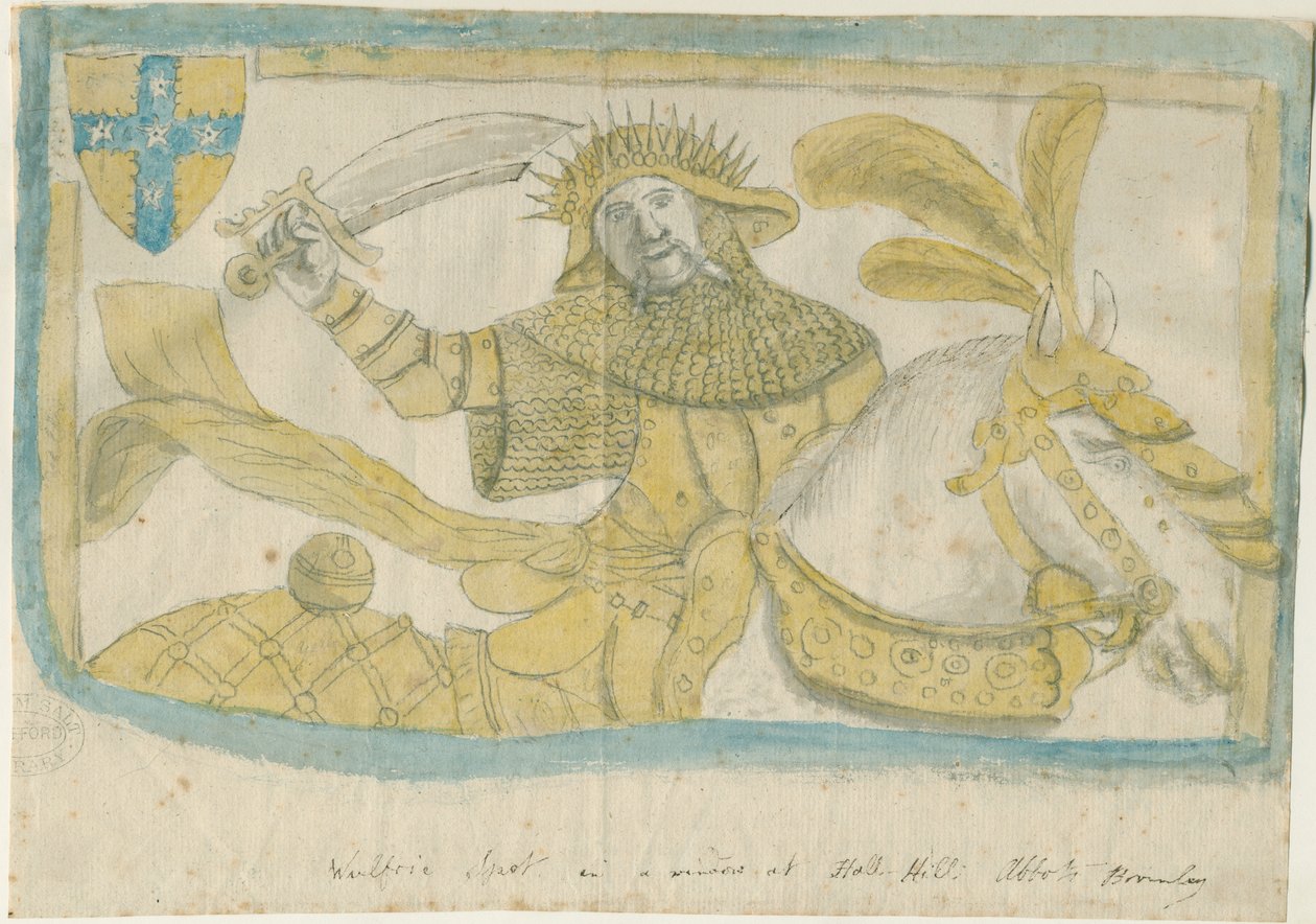 Abbots Bromley-霍尔山的玻璃窗：彩色铅笔素描，nd [？18th cent] 作者 斯蒂宾肖