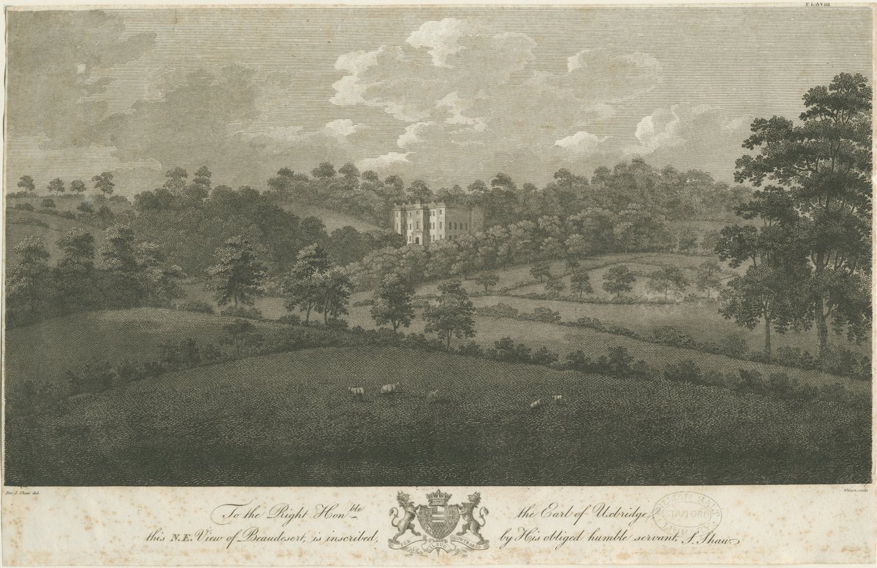 Beaudesert Hall and Park：钢版画，编号[1762-1802]（印刷） 作者 斯蒂宾肖