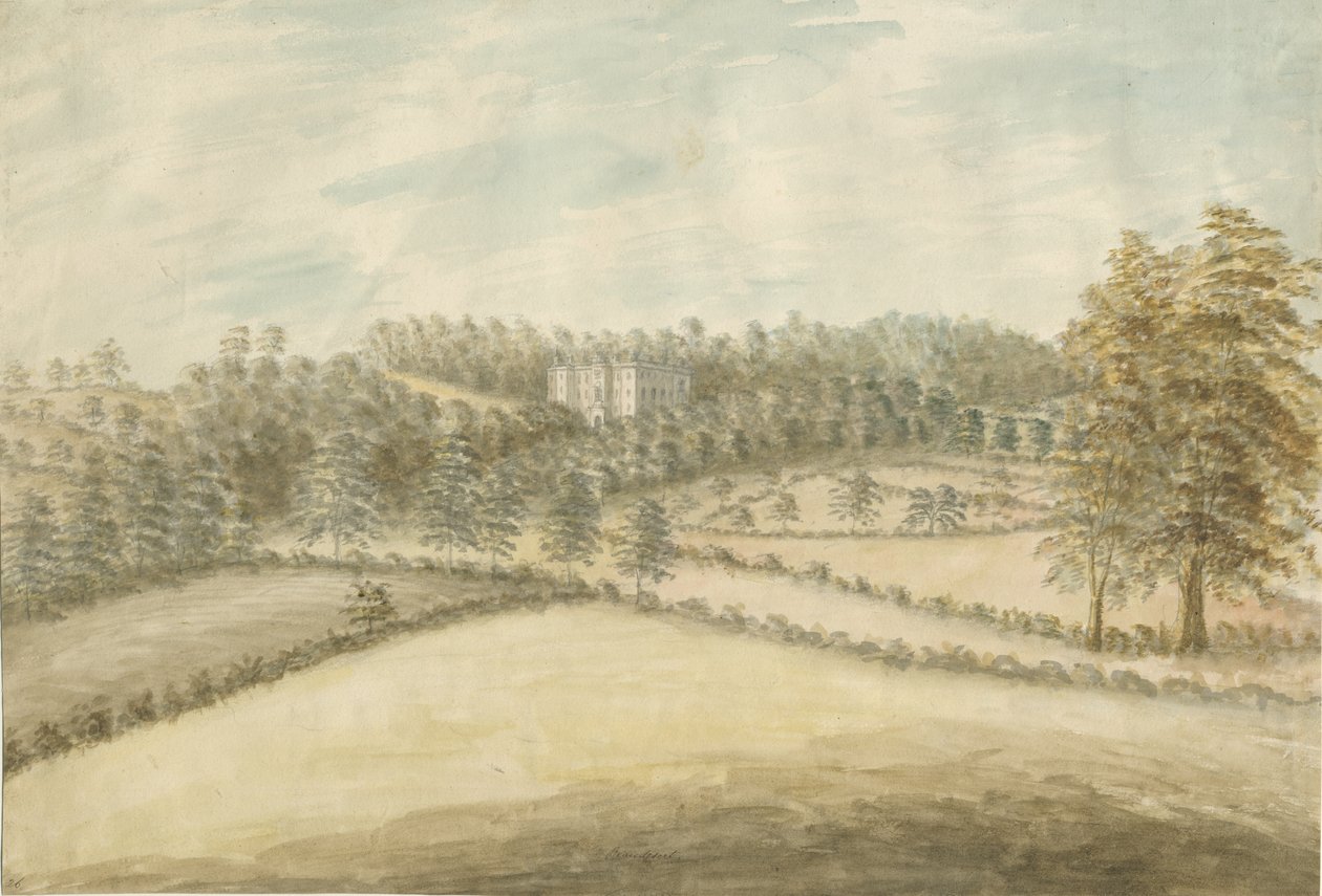 Beaudesert Hall and Park：水彩画，编号[1762-1802] 作者 斯蒂宾肖
