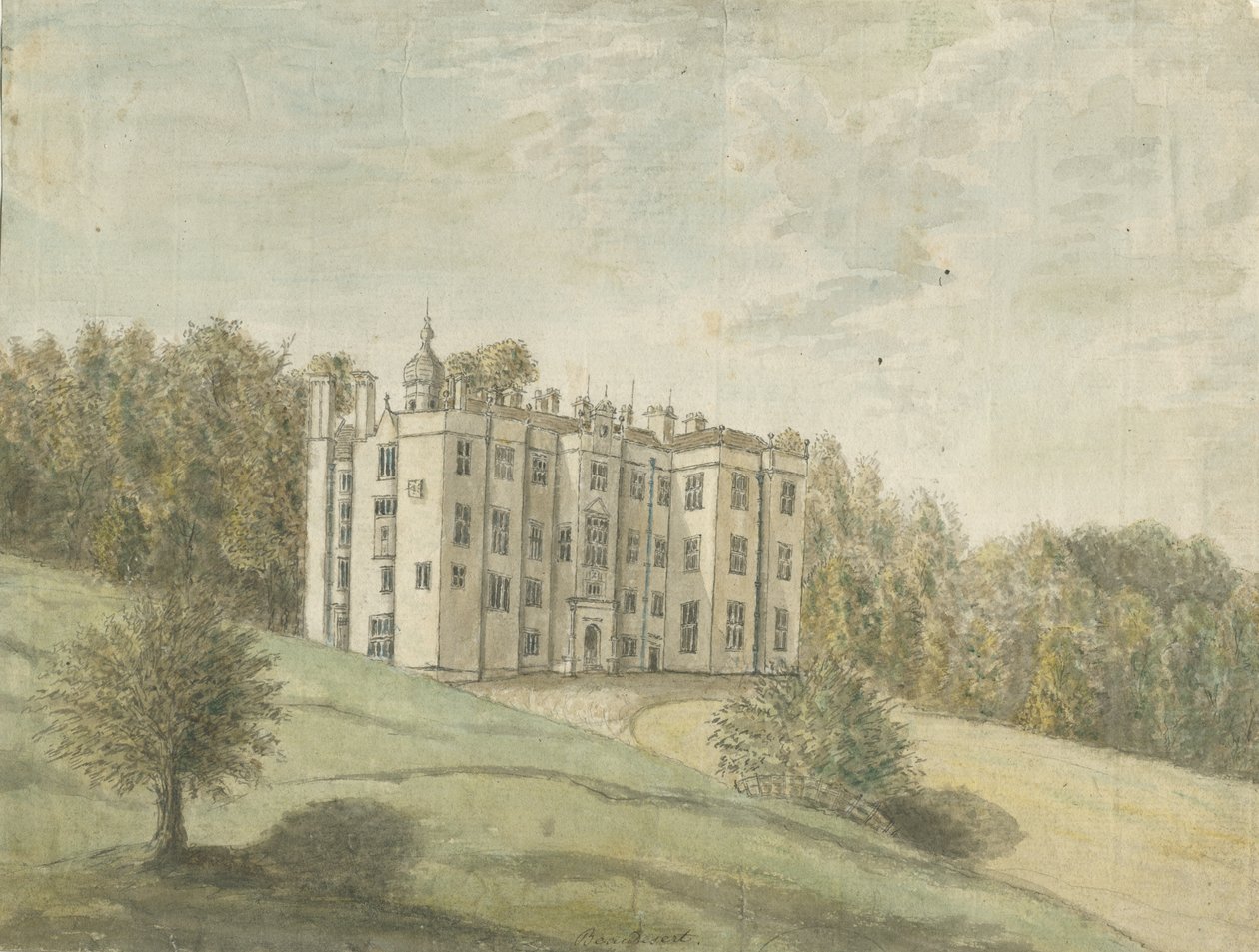 Beaudesert Hall and Park：水彩画，编号[1762-1802] 作者 斯蒂宾肖