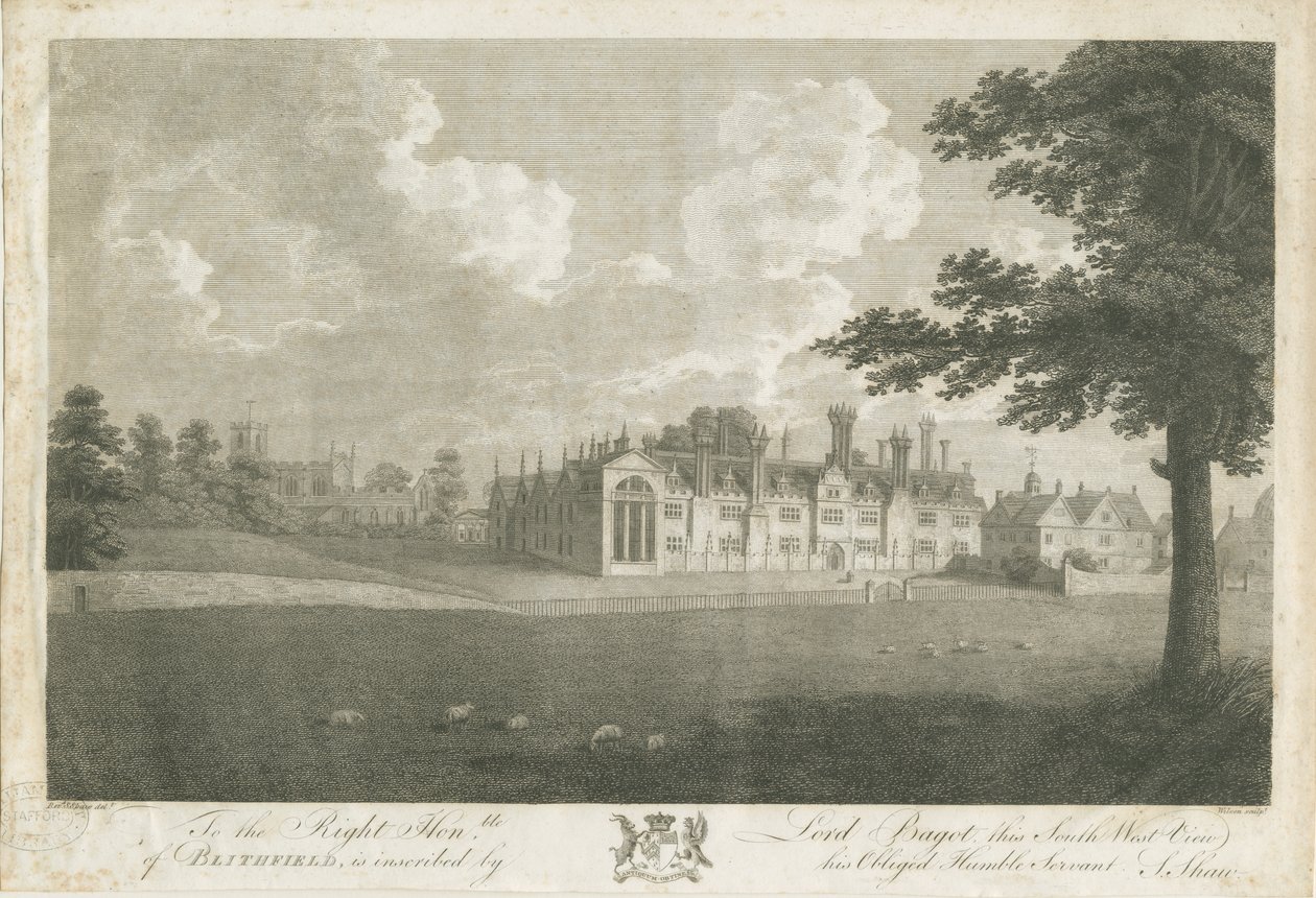 Blithfield Hall：雕刻，nd [18分] 作者 斯蒂宾肖