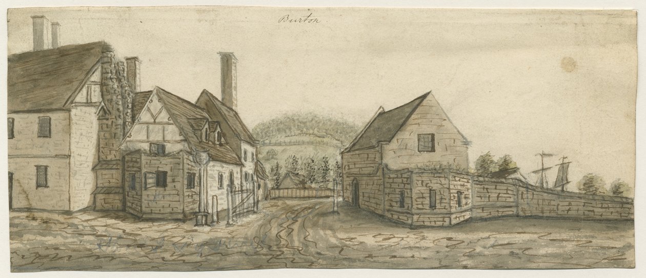 特伦特河畔伯顿修道院：水彩画，编号[c 1795] 作者 斯蒂宾肖