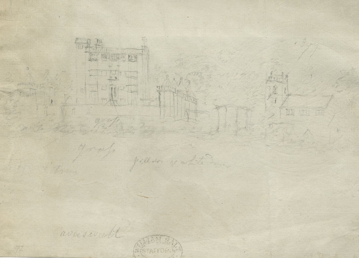 Caverswall Castle：铅笔素描，nd [c 1800]（绘画） 作者 斯蒂宾肖