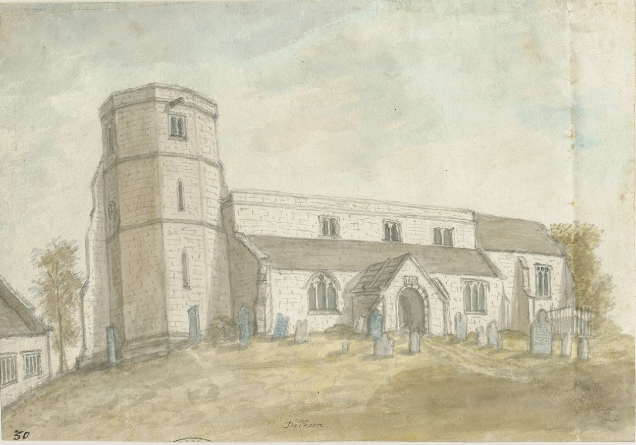 迪尔霍恩教堂：水彩画，nd [1762-1802]（绘画） 作者 斯蒂宾肖