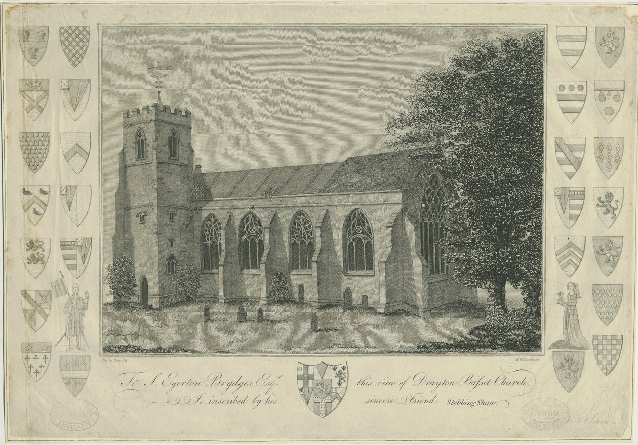 德雷顿·巴塞特教堂（Drayton Bassett Church）：版画，[1762-1802]（印刷） 作者 斯蒂宾肖