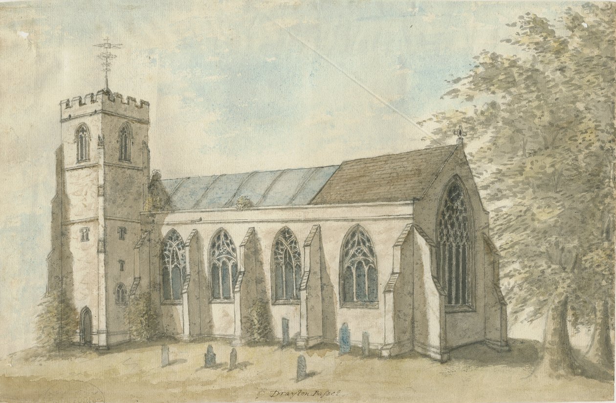 德雷顿·巴塞特教堂（Drayton Bassett Church）：水彩画nd [1762-1802] 作者 斯蒂宾肖