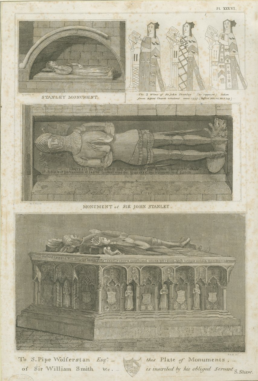 埃尔福德教堂（Elford Church）-“史丹利纪念碑”：版画，nd [？19th cent]（印刷） 作者 斯蒂宾肖