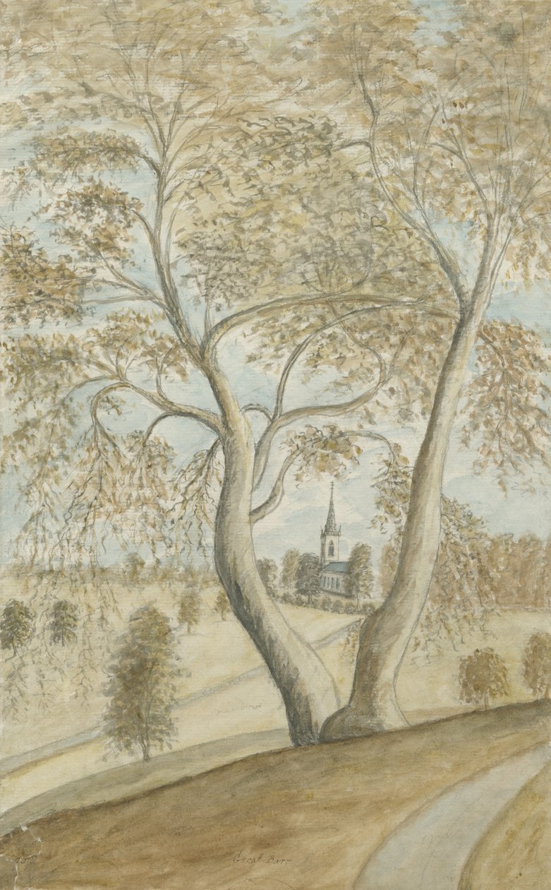 大巴尔教堂：水彩画，nd [1762-1802] 作者 斯蒂宾肖