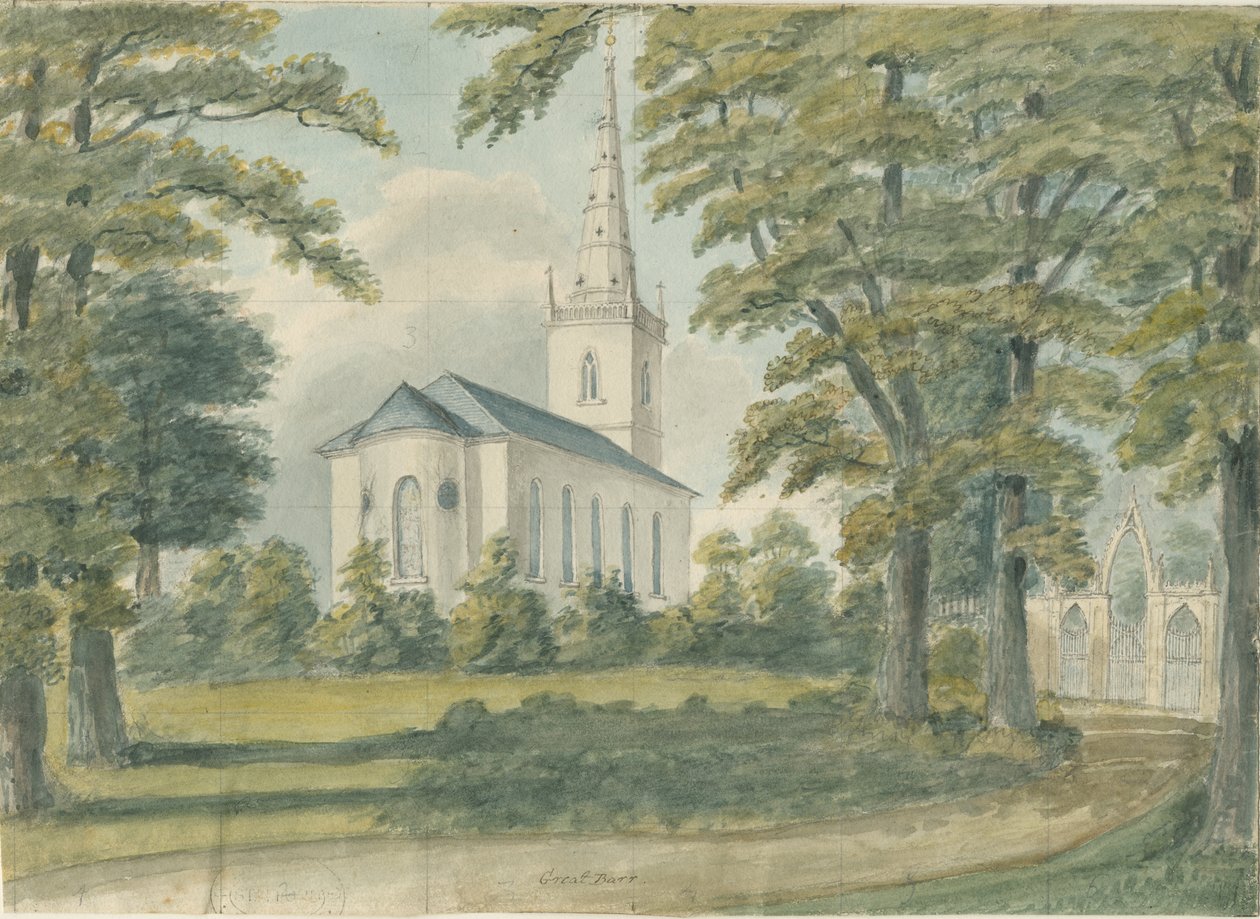 大巴尔教堂：水彩画，nd [1762-1802] 作者 斯蒂宾肖