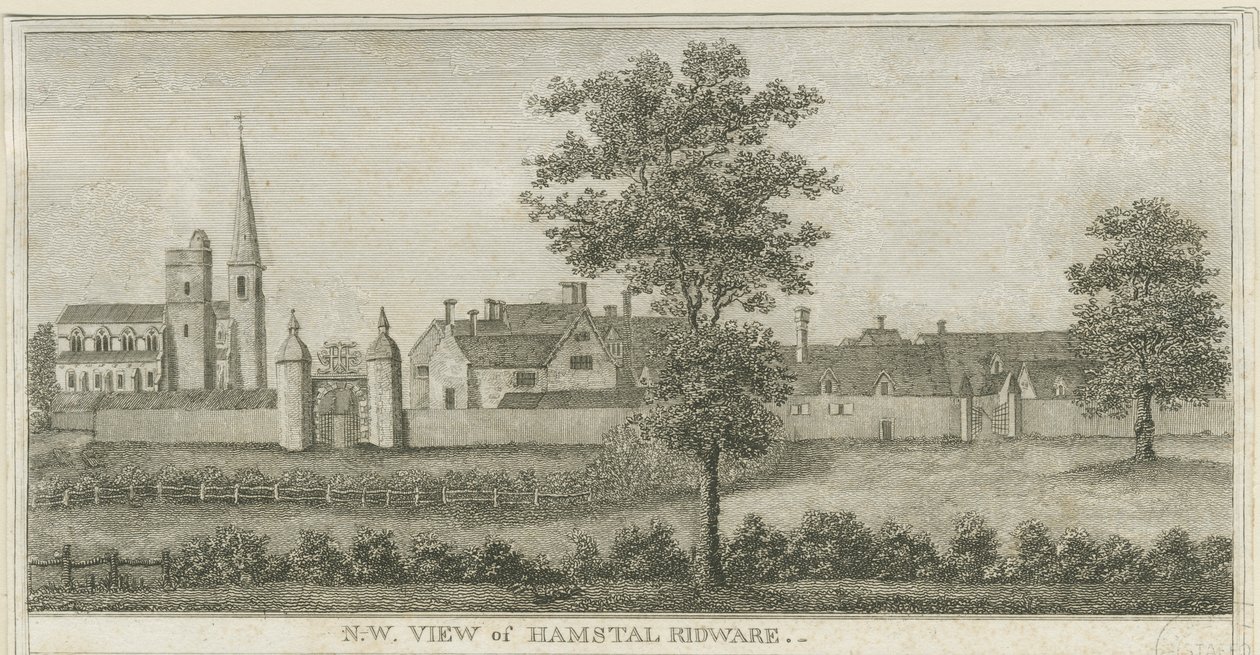 Hamstall Ridware-教堂和庄园住宅：版画，编号[1762-1802]（印刷） 作者 斯蒂宾肖