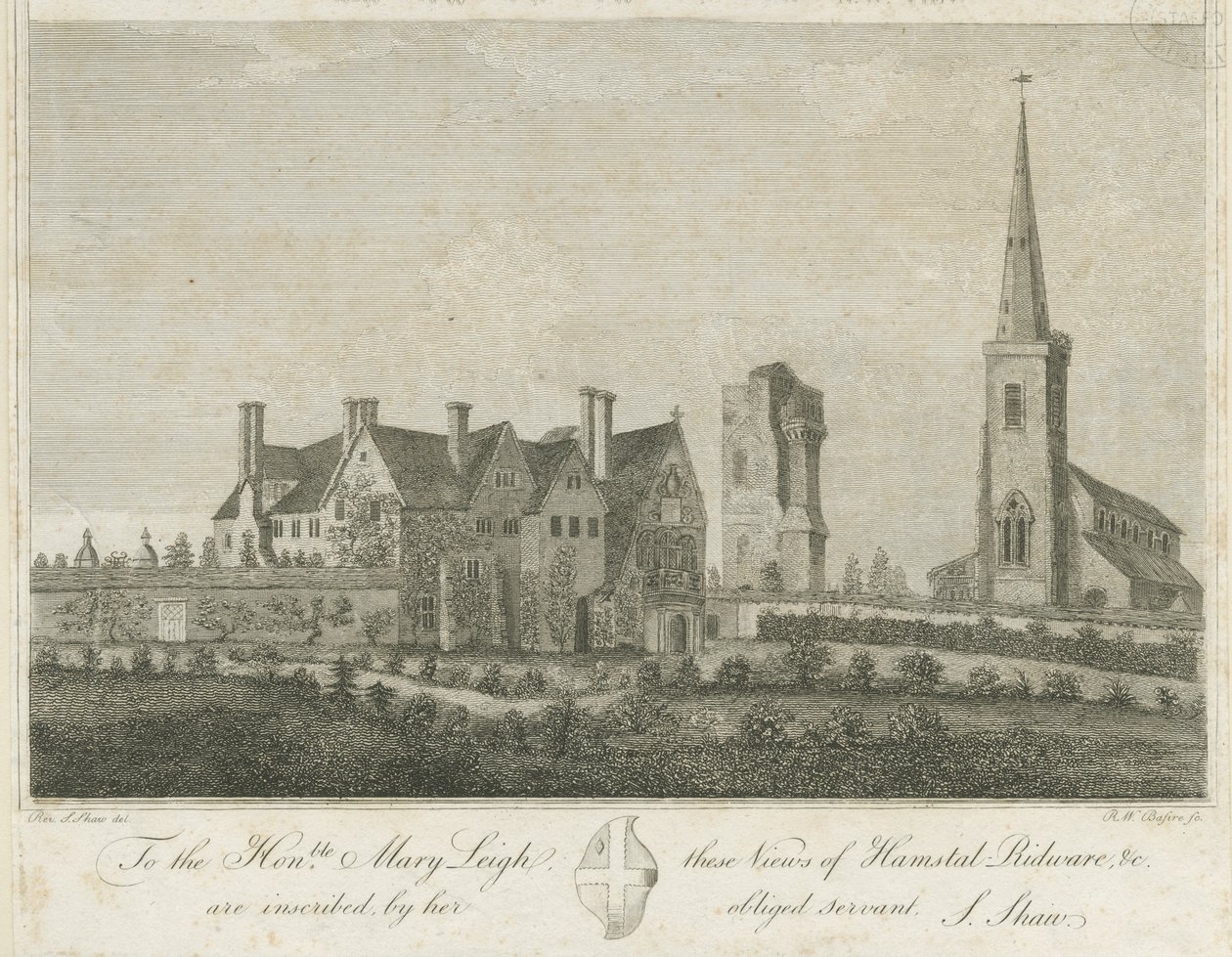 Hamstall Ridware-教堂和庄园住宅：雕刻，nd [1762-1802] 作者 斯蒂宾肖