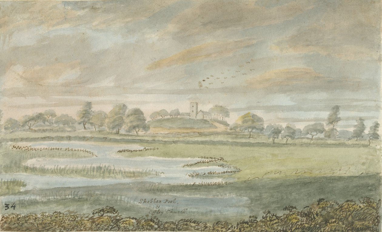 高奥弗利教堂：水彩画，nd [1762-1802] 作者 斯蒂宾肖