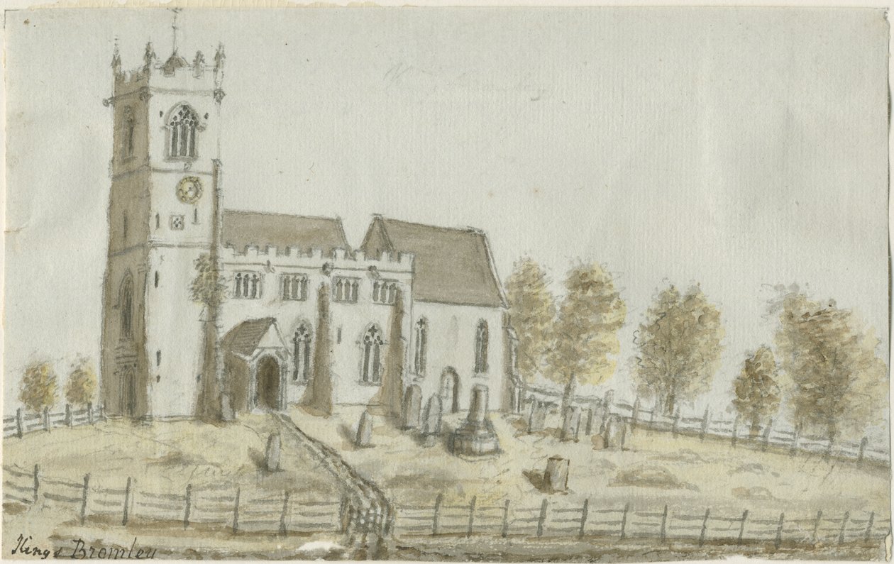 国王布罗姆利教堂：水彩画，nd [c 1796] 作者 斯蒂宾肖