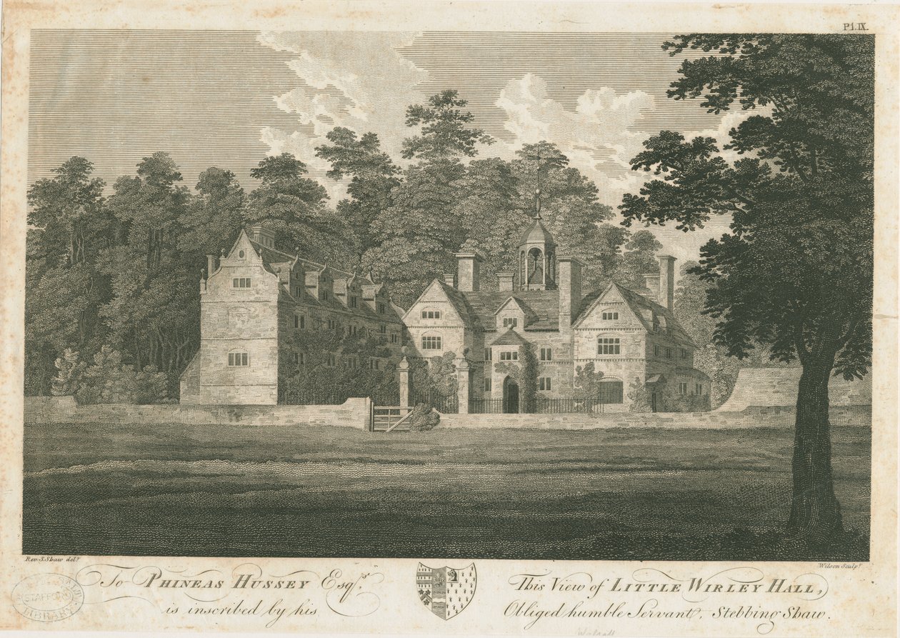 诺顿·甘蔗（Norton Canes）-Little Wyrley Hall：雕刻，nd [1762-1802]（印刷） 作者 斯蒂宾肖