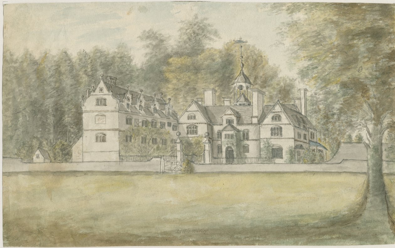 诺顿·甘蔗（Norton Canes）-小威利大厅（Little Wyrley Hall）：水彩画，作品编号[1762-1802] 作者 斯蒂宾肖