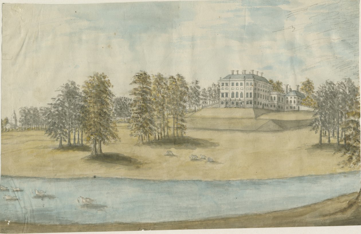 Patshull House：水彩画，nd [1790年代] 作者 斯蒂宾肖