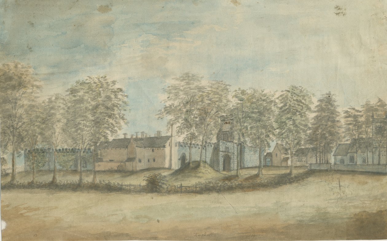 Rushall Castle - Hall：水彩画，编号[1791] 作者 斯蒂宾肖