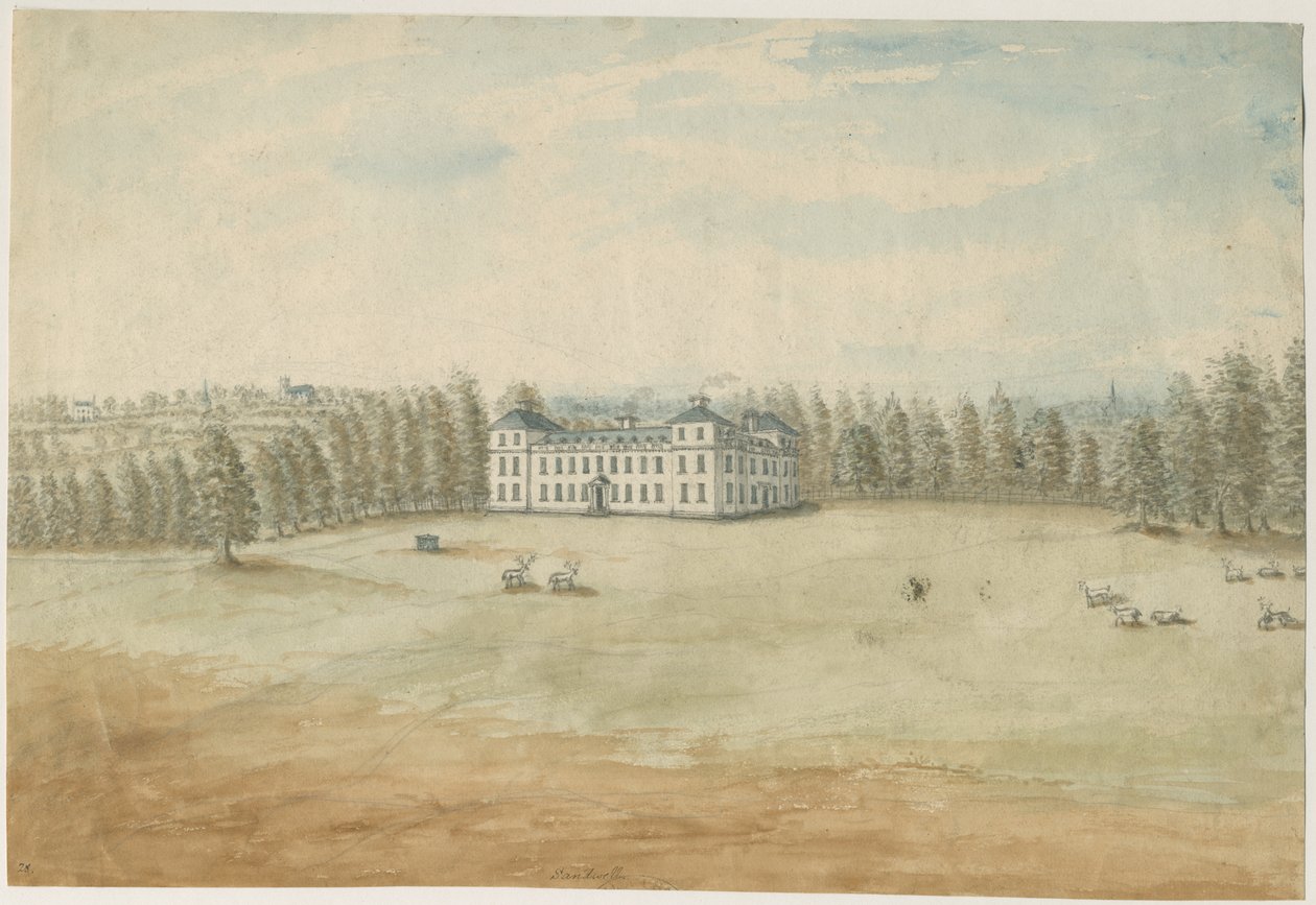 桑德威尔公园-大厅：水彩画，nd [1762-1798] 作者 斯蒂宾肖