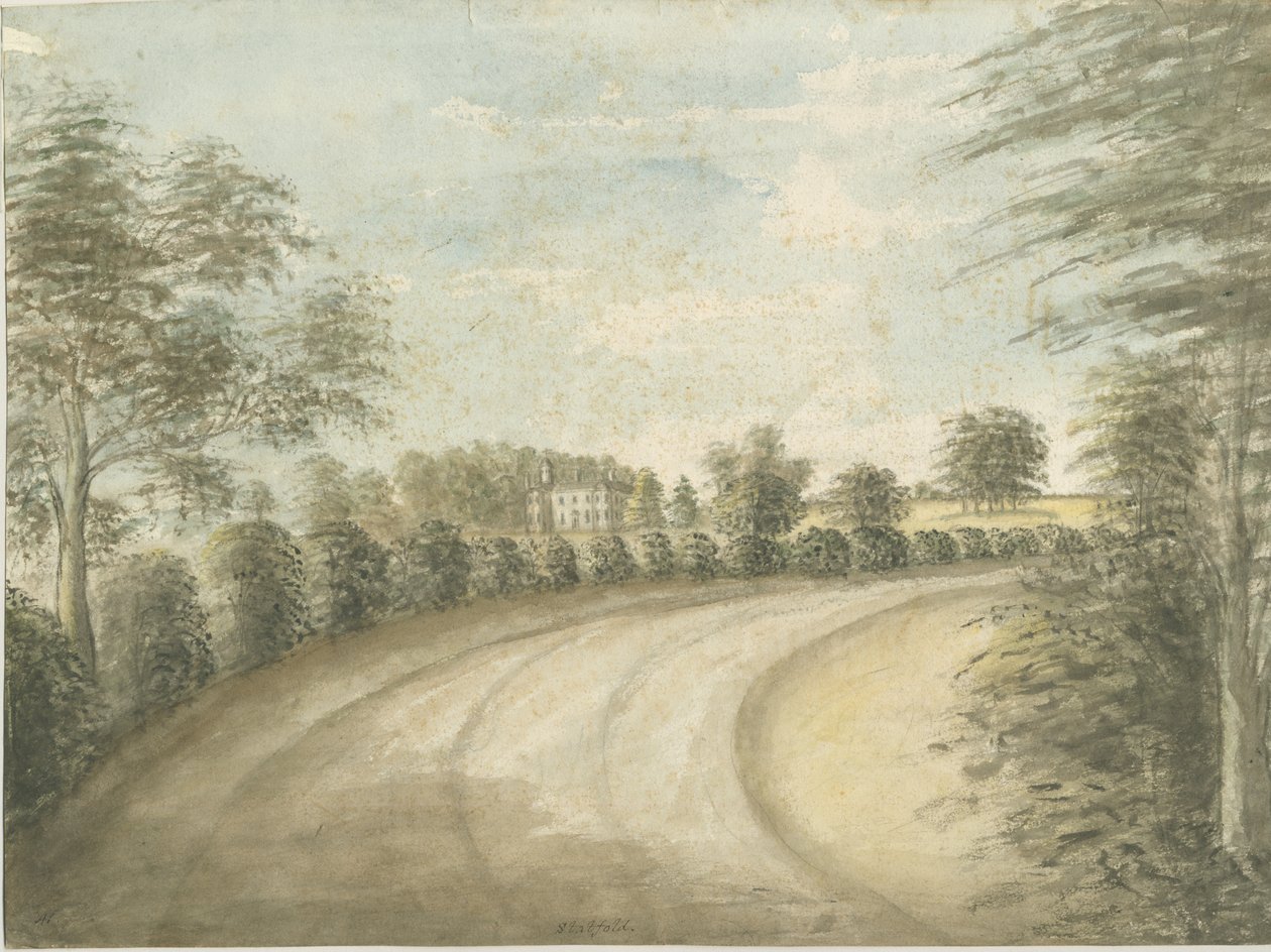 Statfold Hall：水彩画，nd [1762-1802] 作者 斯蒂宾肖