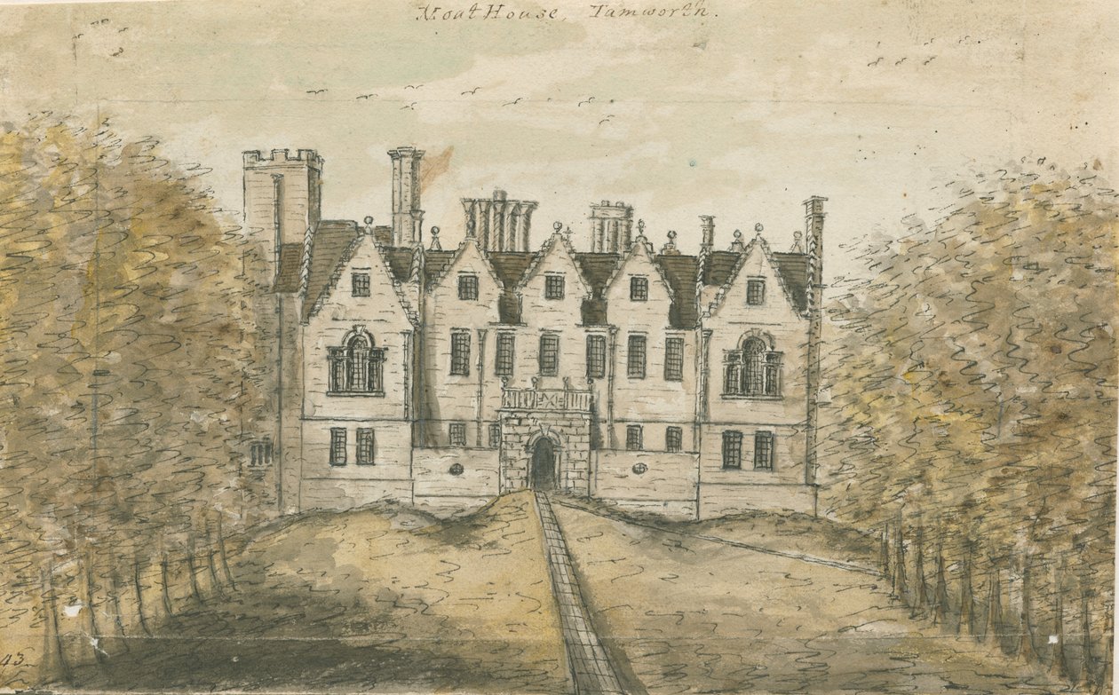 塔姆沃思（Tamworth）-护城河之家：水彩画，插图[1762-1802] 作者 斯蒂宾肖