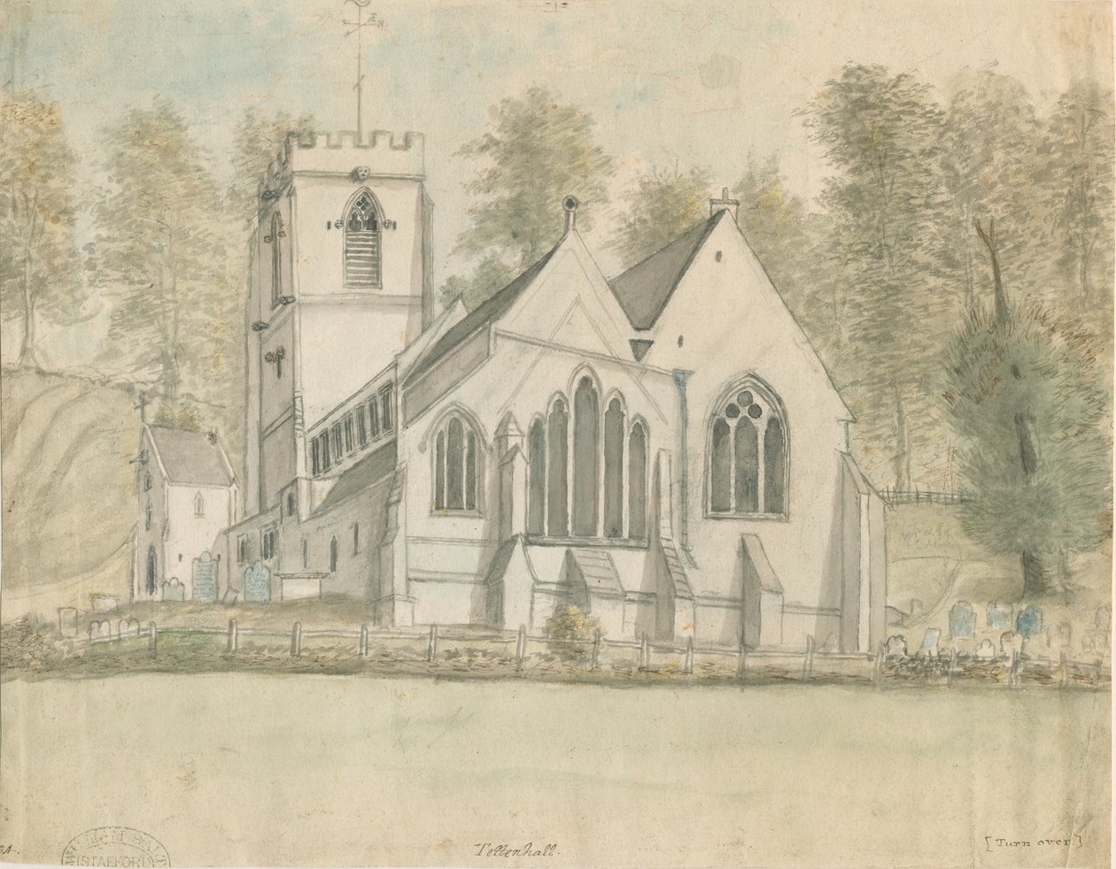 Tettenhall教堂：水彩画，nd [c 1794] 作者 斯蒂宾肖