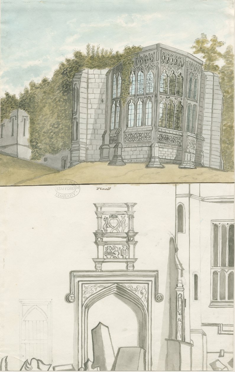 Tixall-哥特式窗户和纹章古物：水彩画，nd [1762-1802]（绘画） 作者 斯蒂宾肖