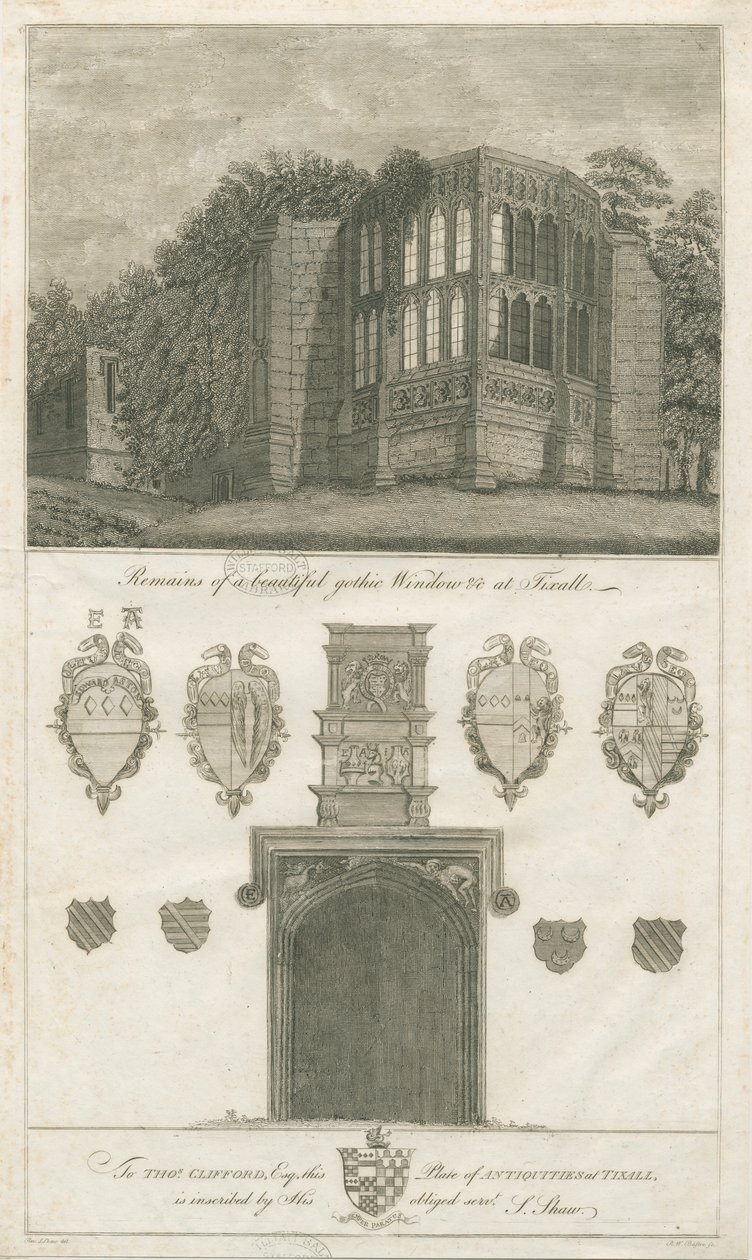 Tixall Hall-哥特式窗户和纹章古物：版画，[1762-1802]（印刷） 作者 斯蒂宾肖