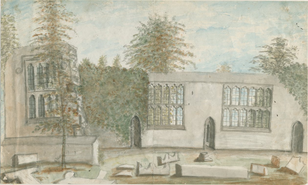 Tixall Hall：水彩画，nd [1762-1802] 作者 斯蒂宾肖