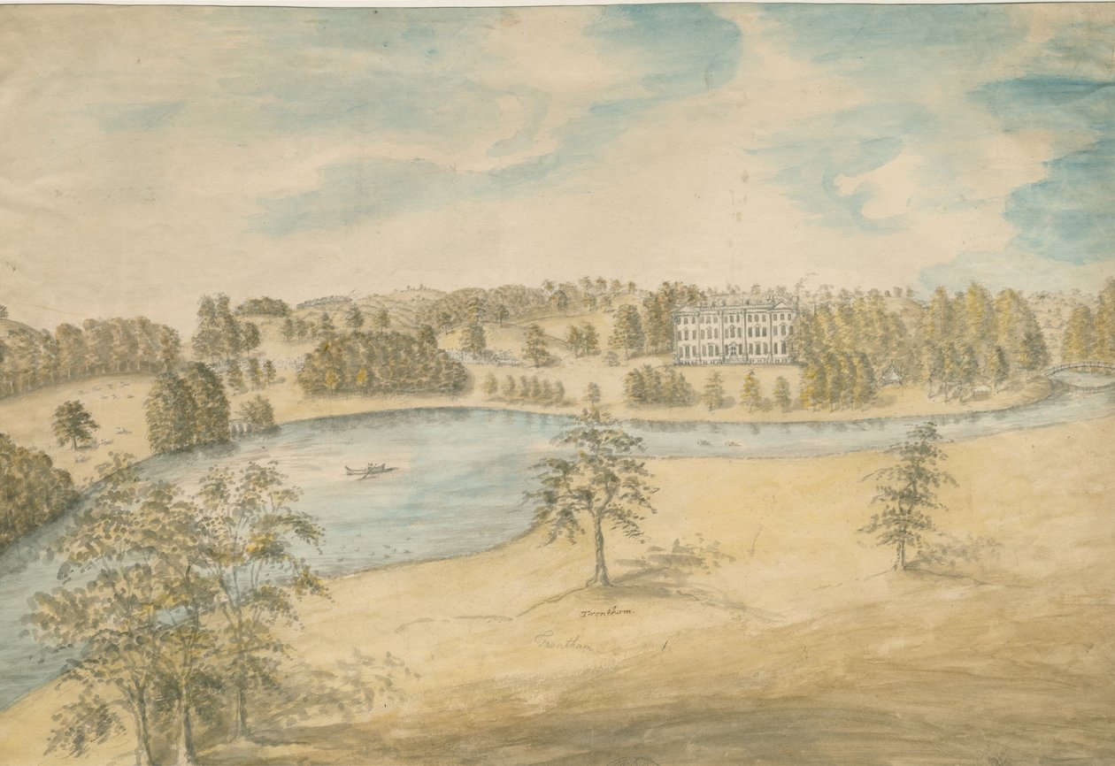 特伦瑟姆·霍尔（Trentham Hall）：水彩画，nd [c 1794]（绘画） 作者 斯蒂宾肖