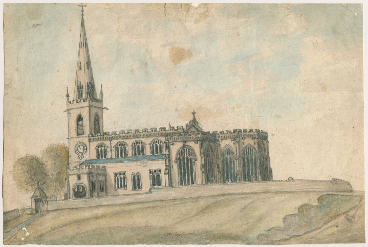 Wednesbury教堂：水彩画，nd [1762-1802] 作者 斯蒂宾肖