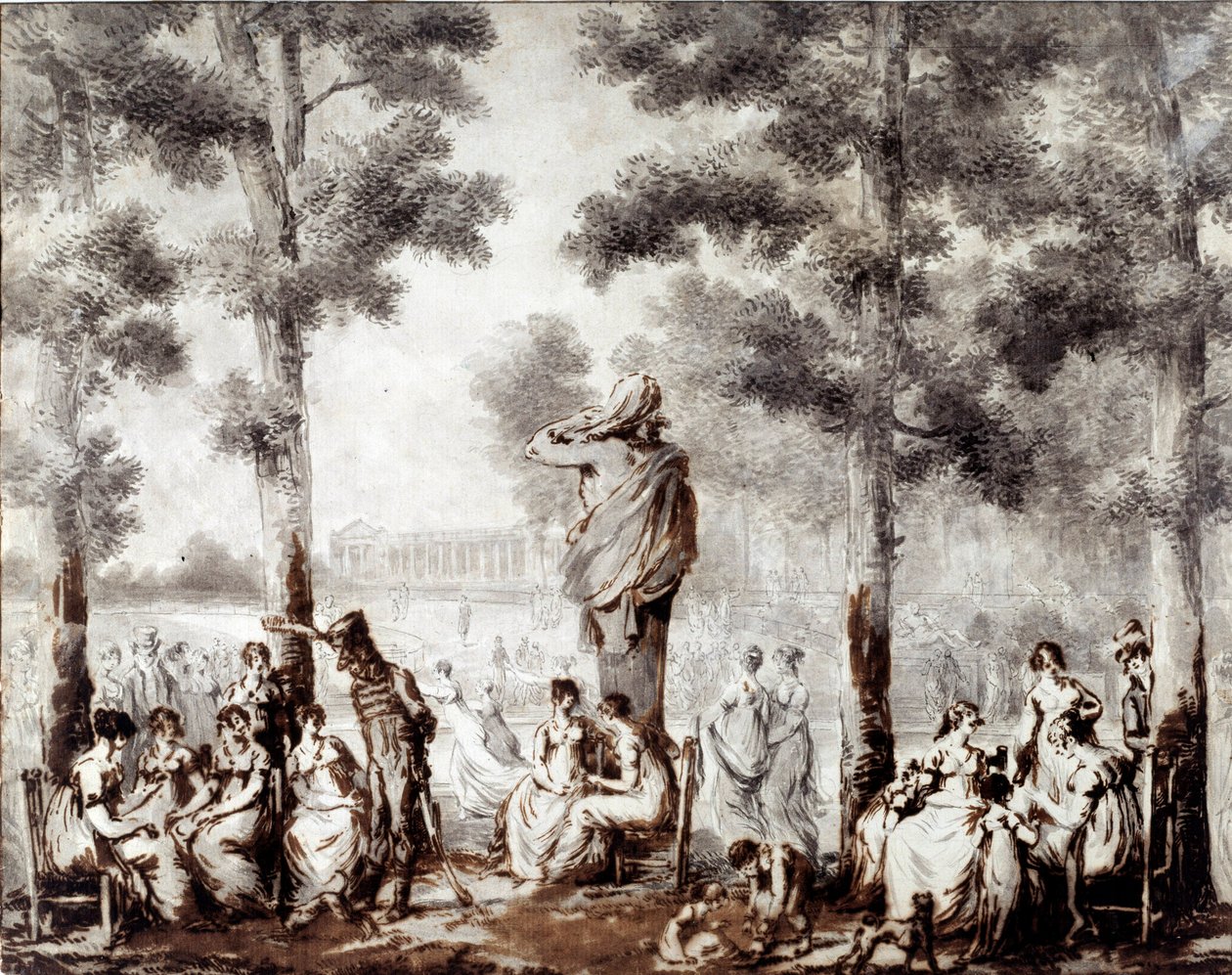 1807 年世界公园出口处的杜乐丽露台景观。 让·皮埃尔·诺布林·德拉古尔丹 (Jean Pierre Norblin De La Gourdaine，1745-1830) 的绘画，1807 年，巴黎，卡纳瓦莱博物馆 作者 Stefan Juliusz Norblin de la Gourdaine