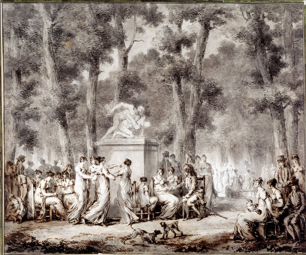 1807 年世界公园出口处的杜乐丽露台景观。 让·皮埃尔·诺布林·德拉古尔丹（Jean Pierre Norblin De La Gourdaine，1745-1830 年）的绘画 作者 Stefan Juliusz Norblin de la Gourdaine