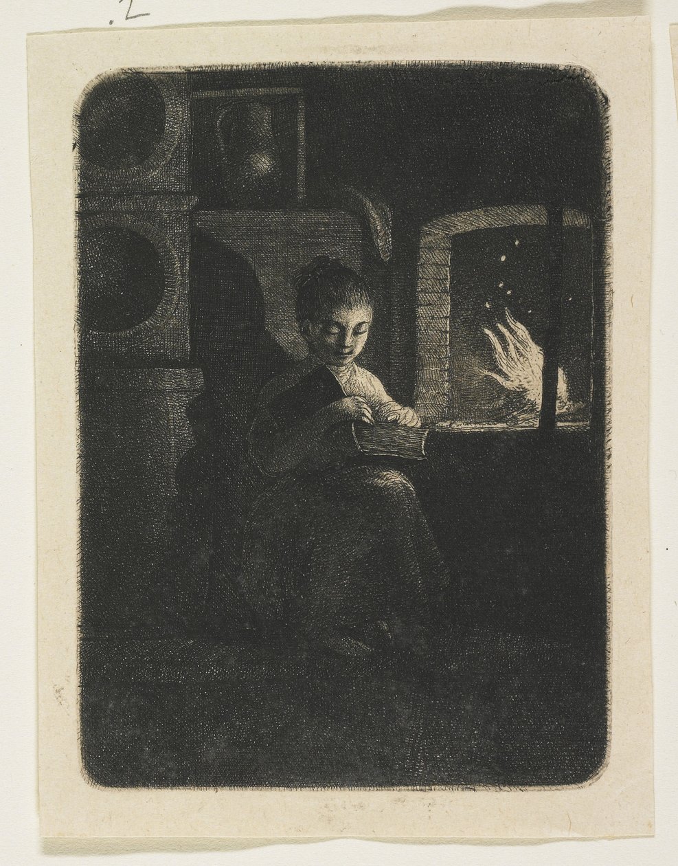 火边读书的小女孩 作者 Stefan Juliusz Norblin de la Gourdaine