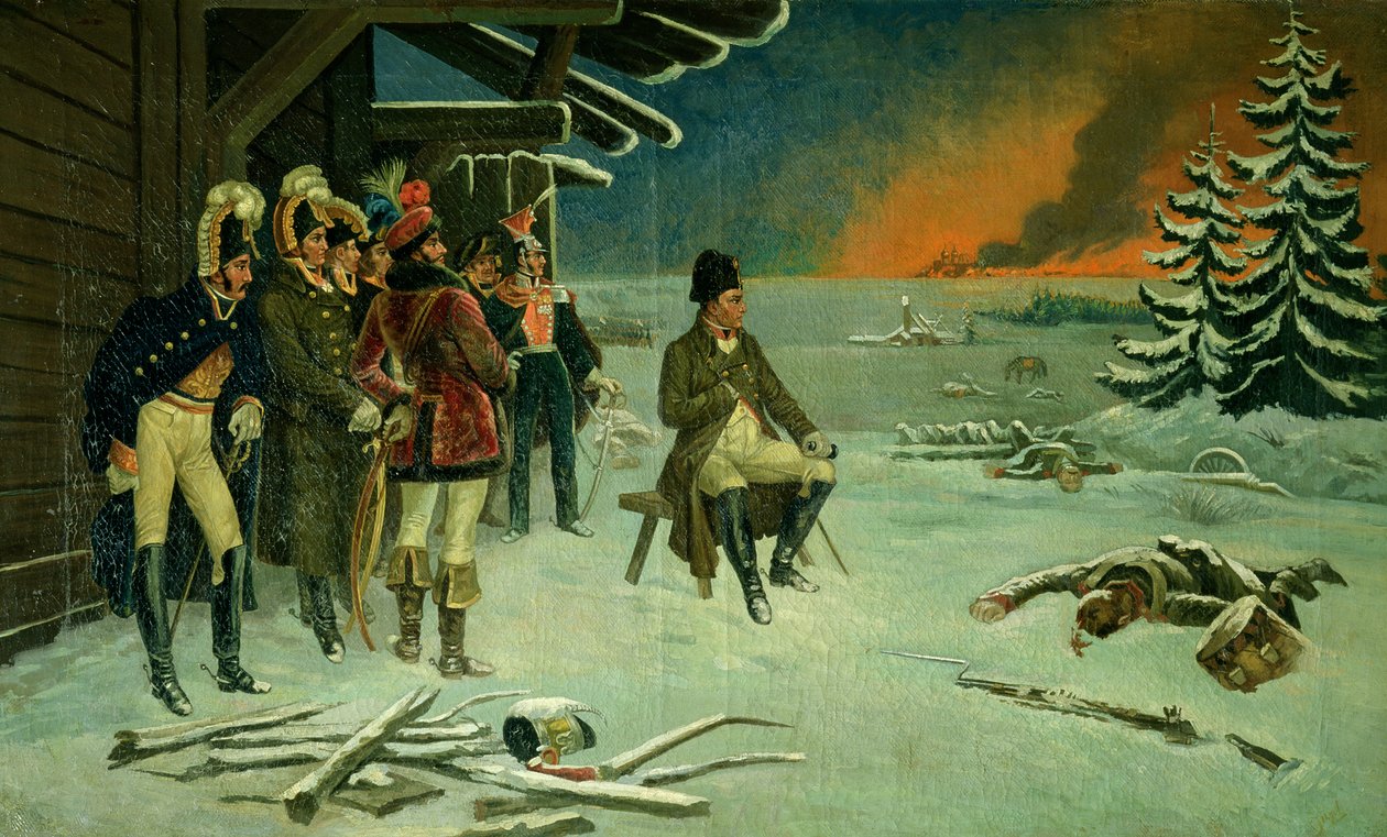拿破仑在 Maly Yaroslavets（布面油画） 作者 Stefan Vladislavovich Bakalowicz