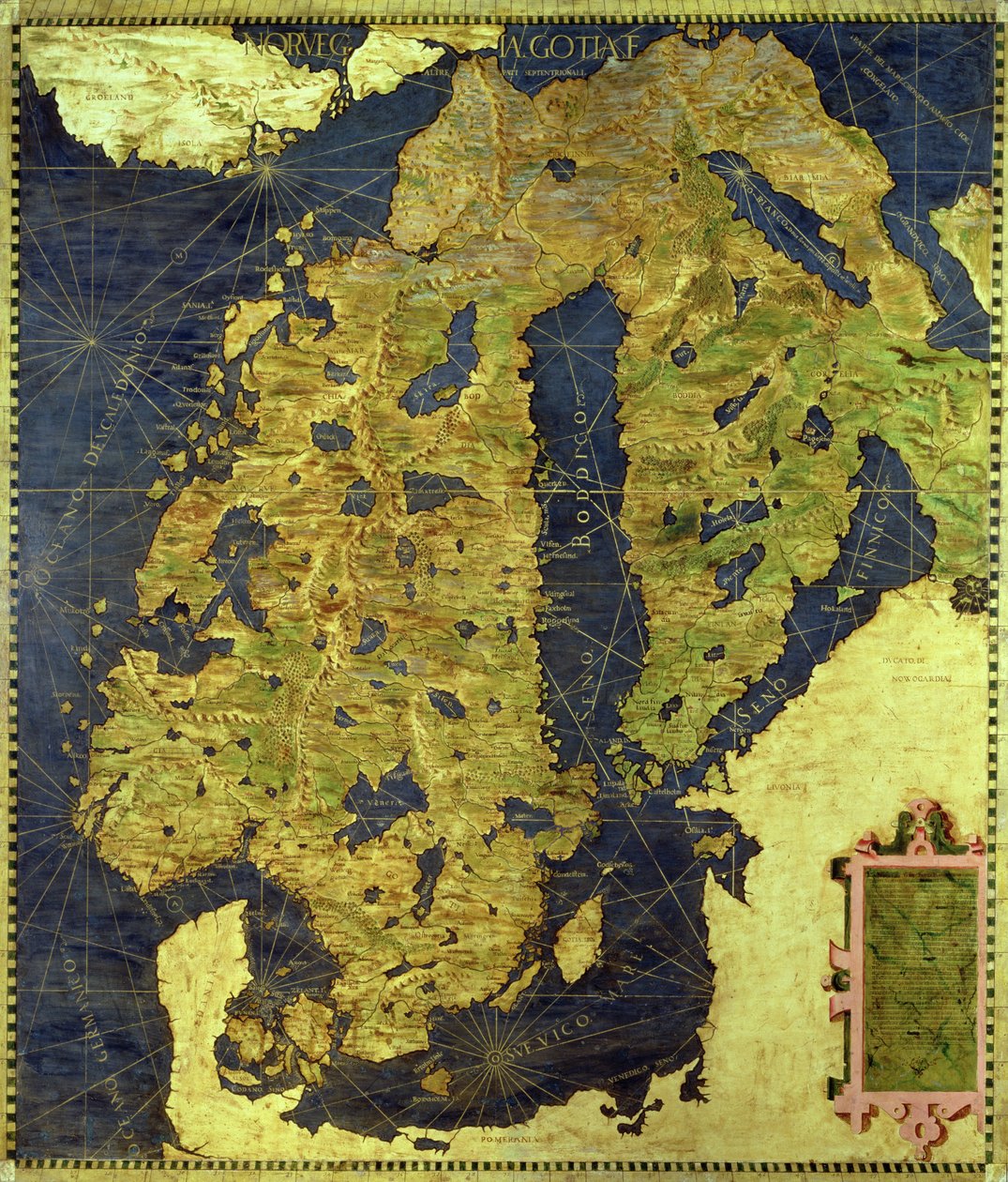 斯堪的纳维亚十六世纪地图，来自&39;Sala delle Carte Geografiche&39;（地理地图大厅）1575 作者 
