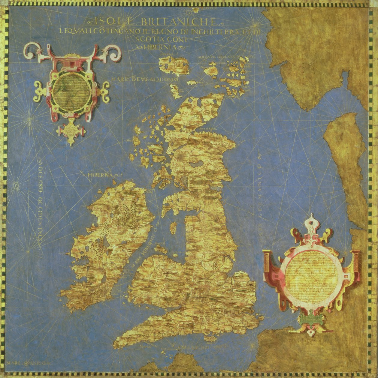 十六世纪不列颠群岛地图，来自&39;Sala delle Carte Geografiche&39;（地理地图大厅）1575 作者 斯特凡诺·邦西诺里