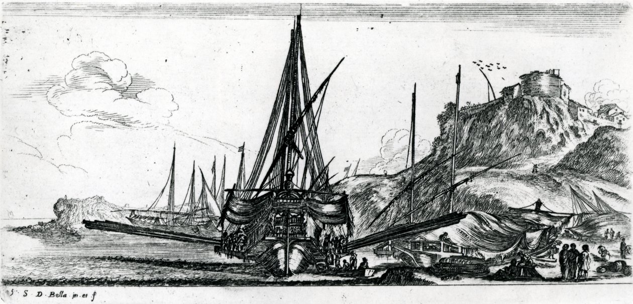 板块5来自&39;各种登船&39;，c.1640s 作者 斯蒂法诺·德拉·贝拉