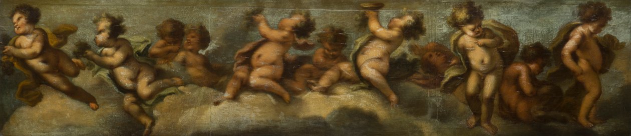 Putti disporting，c.1655-72（纸铺在画布上，有玻璃保护） 作者 斯特凡诺（后）马格纳斯科