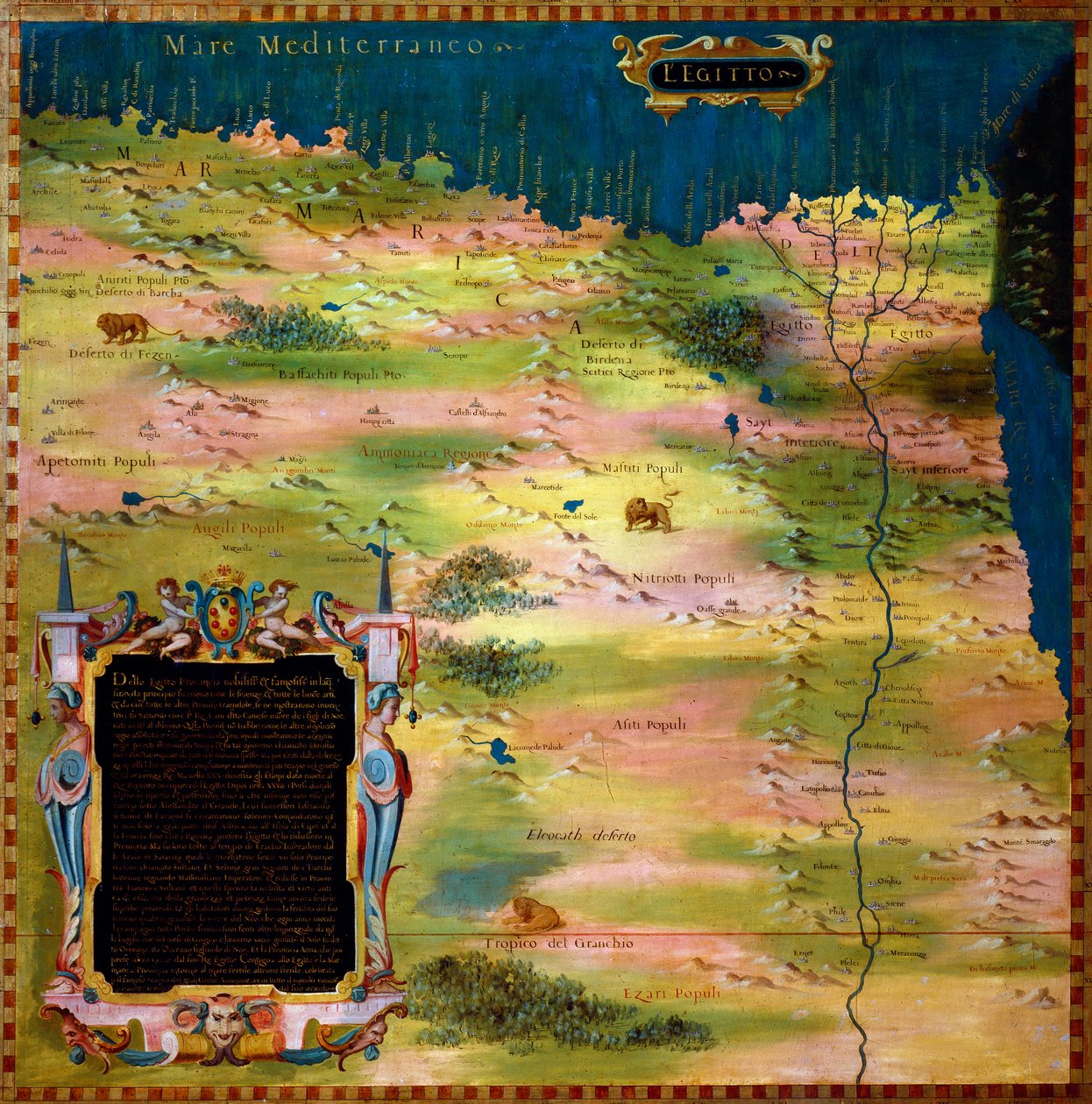 Map of Egypt by Stefano Bonsignori (Buonsignori) (died 1589) 1581 Painting of the cabinets of the room of geographic maps. Palazzo Vecchio, Sala del Mappamondo Florence 作者 斯特凡诺·布翁西诺里