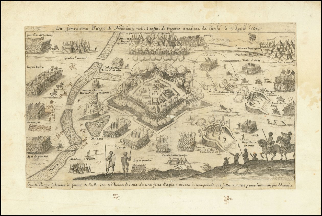 1663 年 8 月 13 日被土耳其人围困的匈牙利边境著名的诺伊豪泽尔广场 作者 斯蒂法诺·斯科拉里
