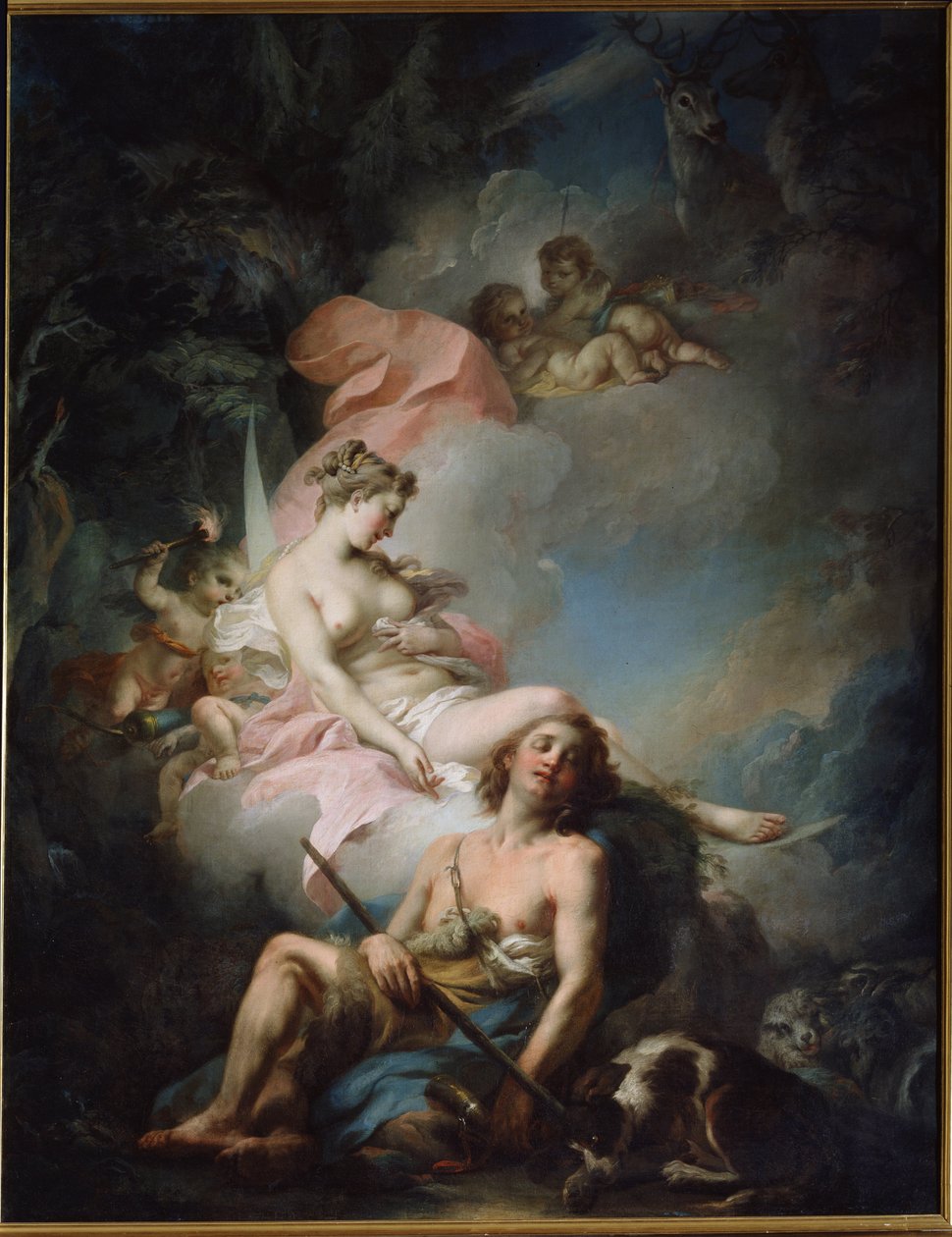 Selene et Endymion (《塞勒涅与恩底弥翁》) Stefano Torelli（1712-1784 年）的画作。水彩画 作者 斯蒂法诺·托雷利